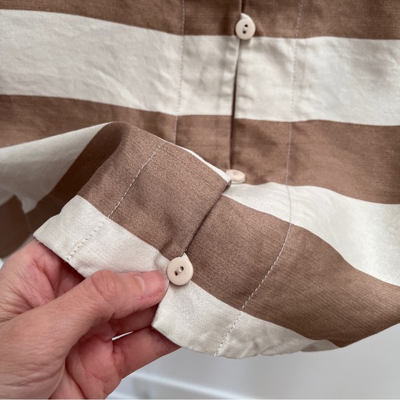 Tibi 100% silk striped embroidered top XS button back blouse stripes embroidery - Picture 8 of 9